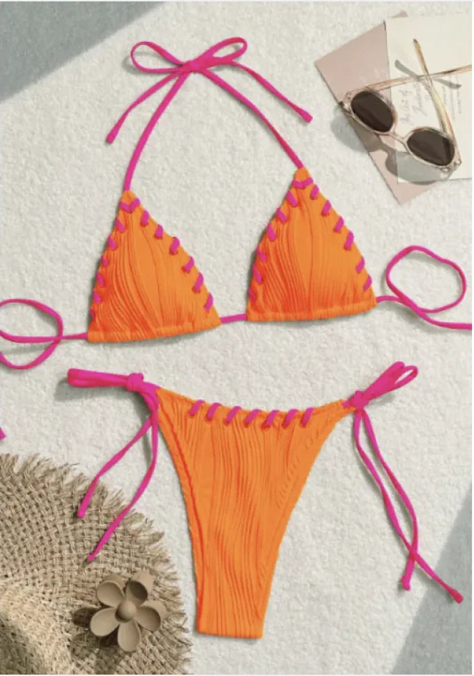 Sexy Solid Color Bikini Set