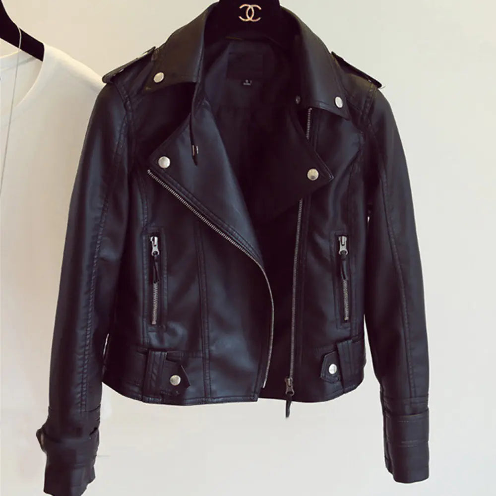 Versatile Women's Slim leather Street Jackets - Fashionable & Comfortable