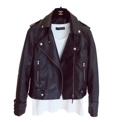 Versatile Women's Slim leather Street Jackets - Fashionable & Comfortable