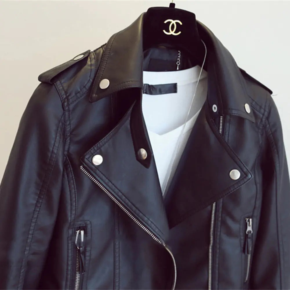 Versatile Women's Slim leather Street Jackets - Fashionable & Comfortable