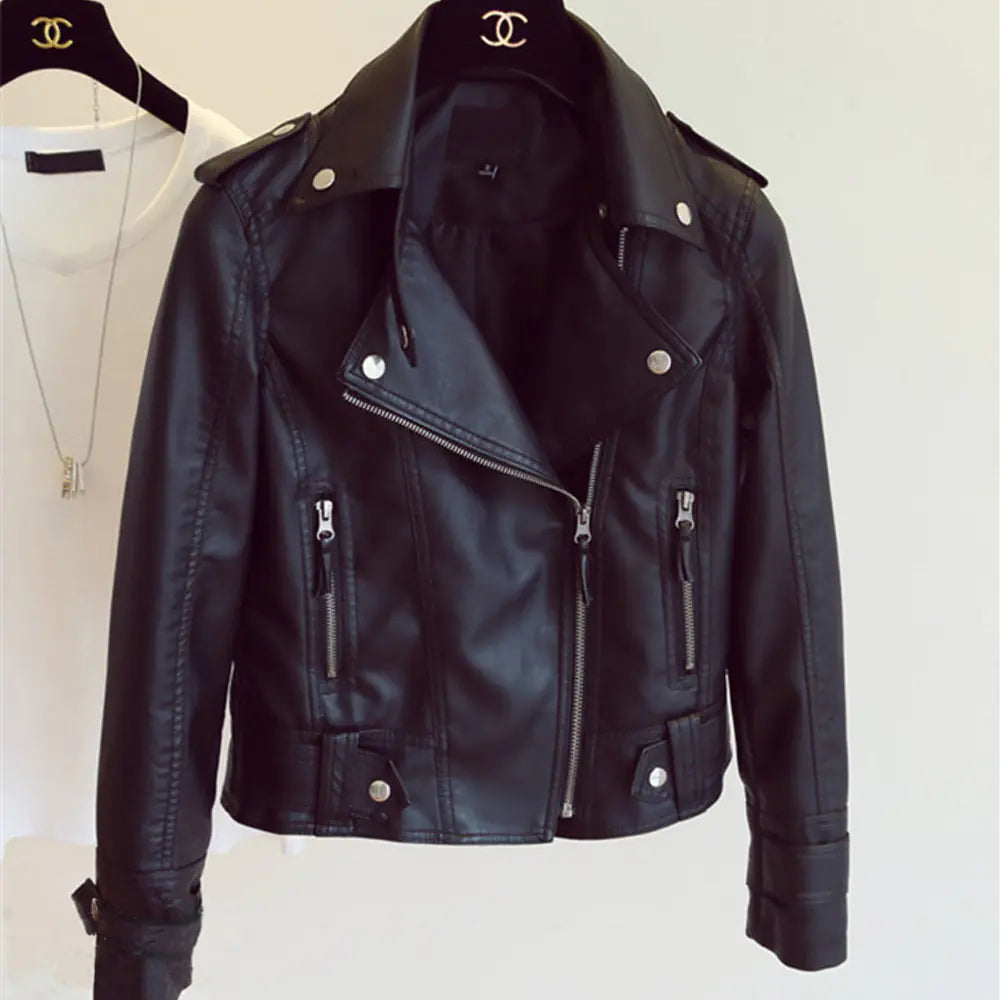 Versatile Women's Slim leather Street Jackets - Fashionable & Comfortable