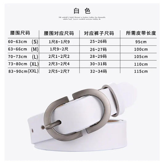 Women's Fashionable Black Leather Belt for Jeans