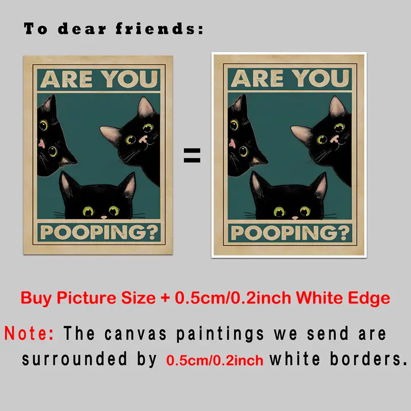 Black Cat Wall Art Poster for Bathroom Decor