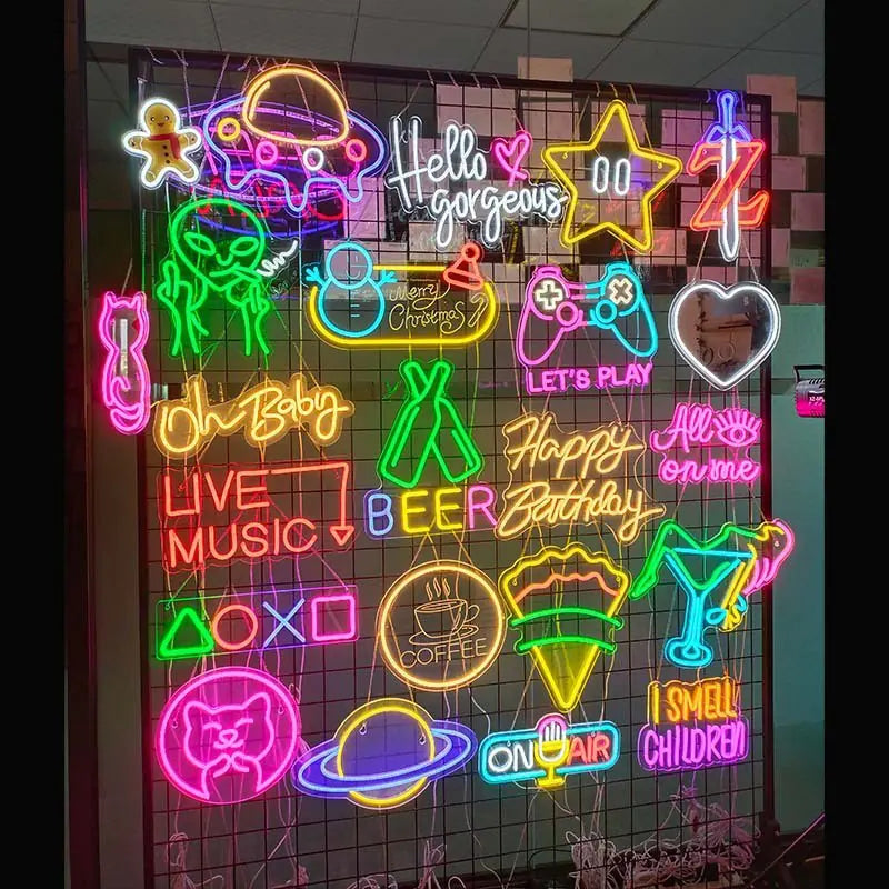 LED Transparent Backboard Neon Light Wall Decor