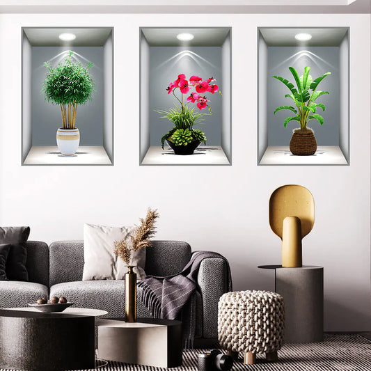 3D Effect Self-Adhesive Plant Wall Art Decor