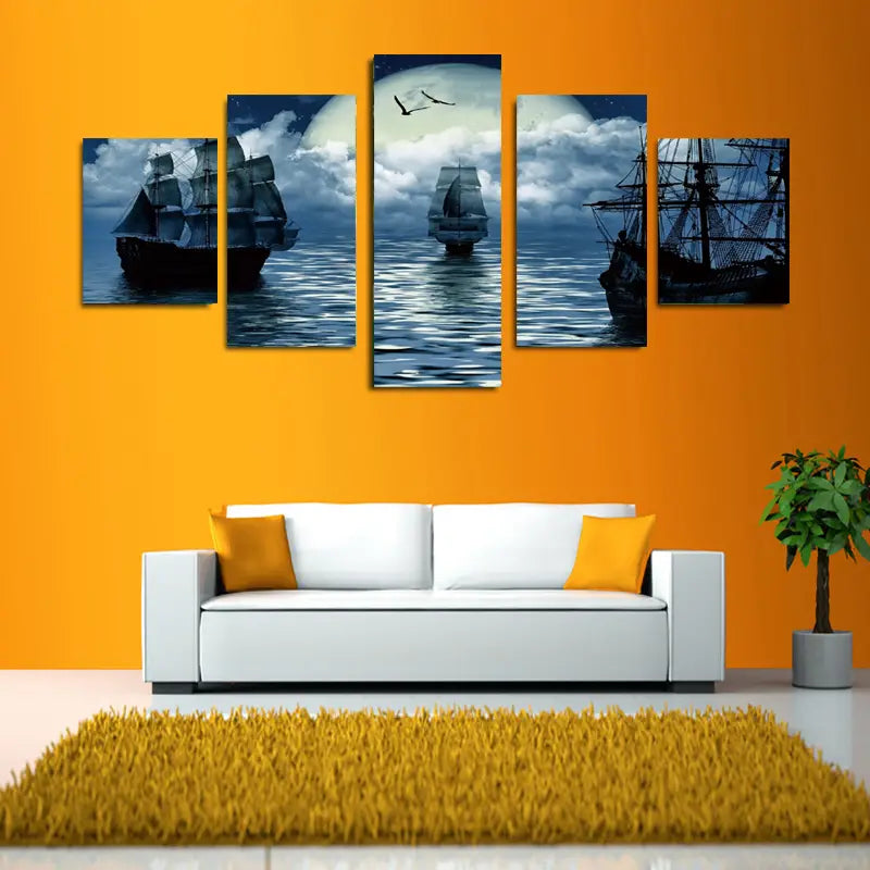 5pcs Sea Sailboat Canvas Art Set for Home Decor