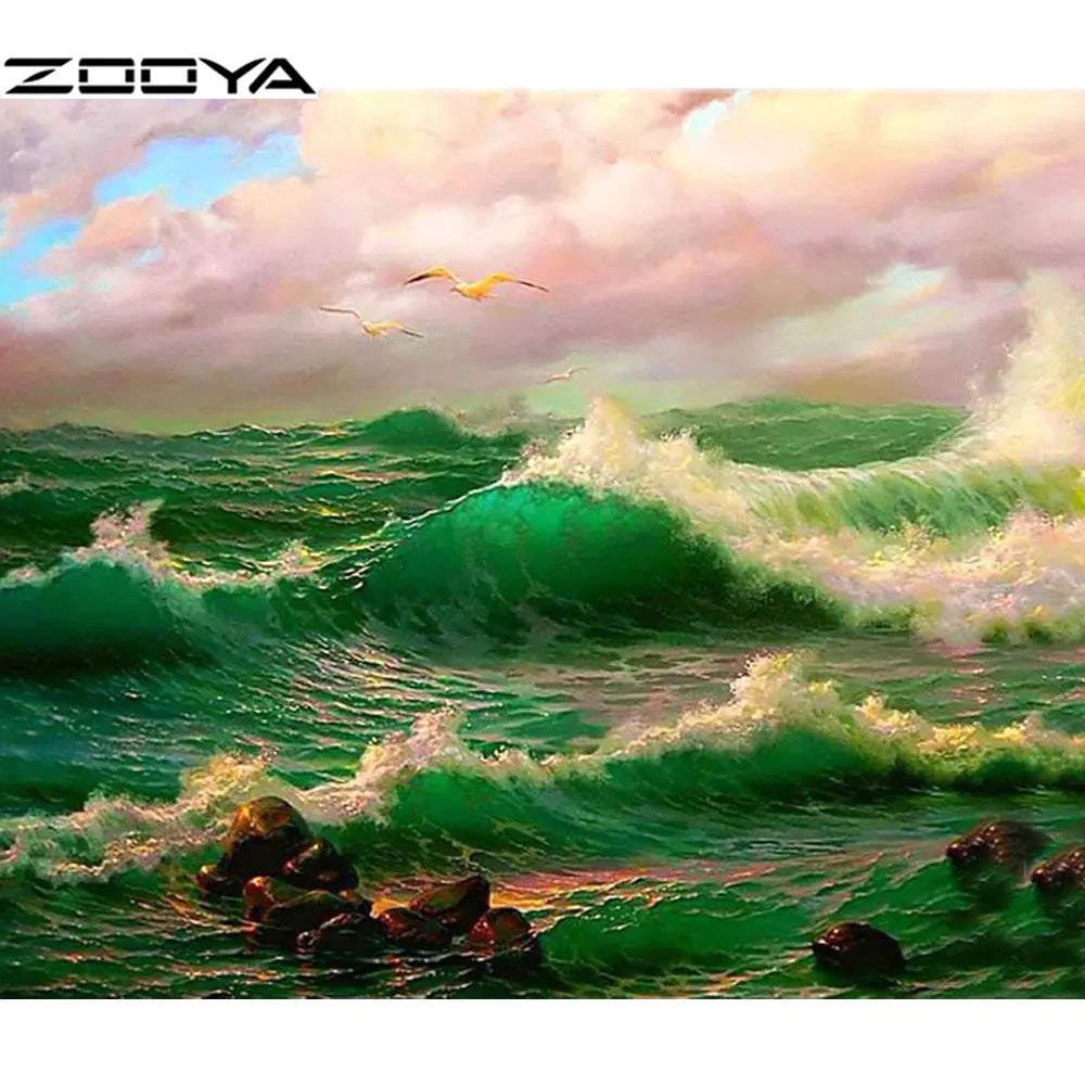 Green Ocean Diamond Painting Wall Art Decor