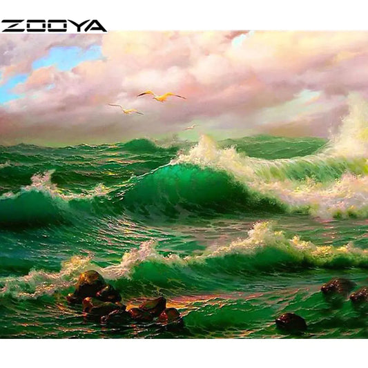 Green Ocean Diamond Painting Wall Art Decor