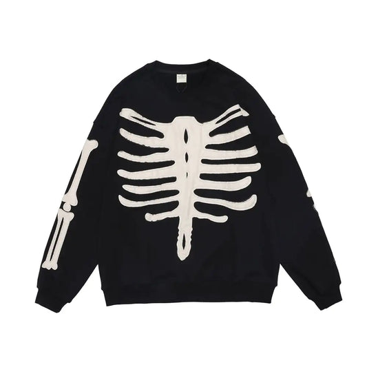 Skeleton Patch Embroidery Hooded Sweatshirt