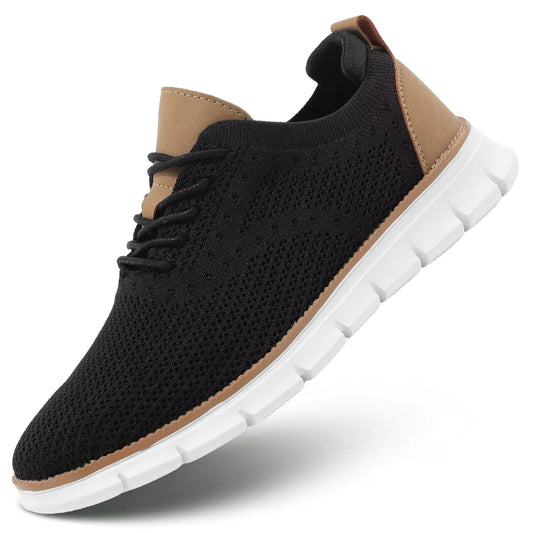 Mens Mesh Sneakers Oxfords Lace-Up Lightweight Casual Walking Shoes Dress Shoes Fashion Sneakers Walking Shoes Black