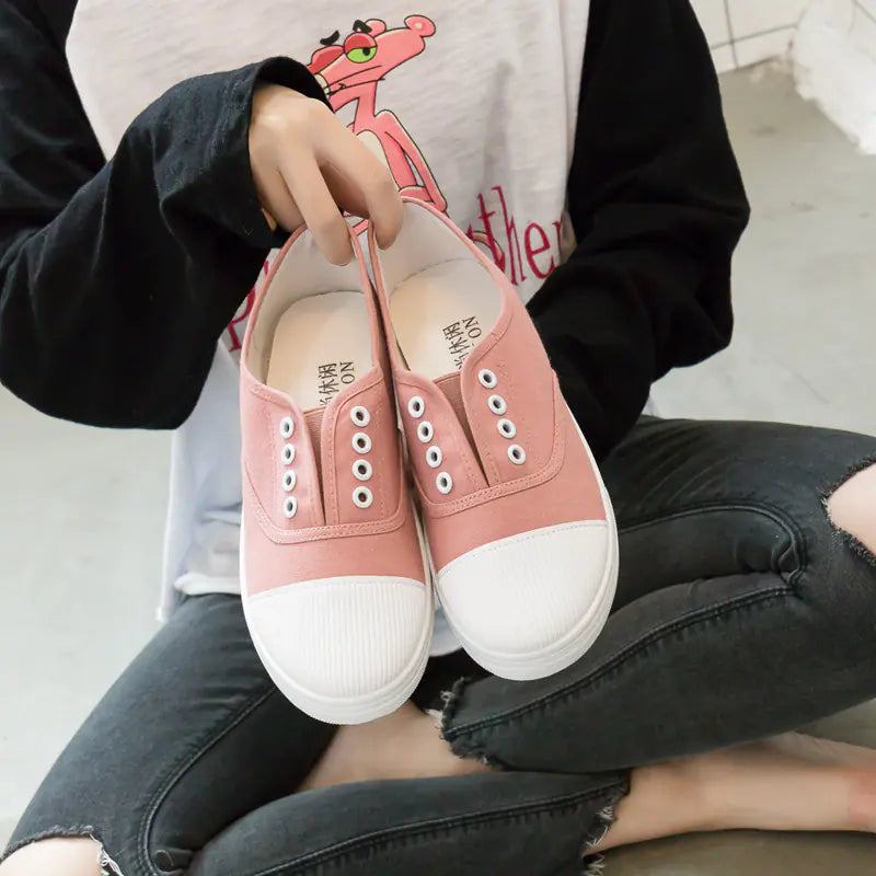 Low Top Canvas Slip-On Sneakers