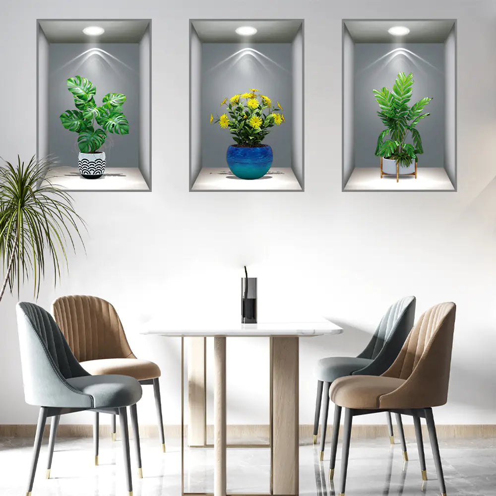 3D Effect Self-Adhesive Plant Wall Art Decor