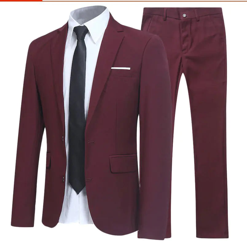 Men's Slim Fit Formal Suit for Weddings and Business