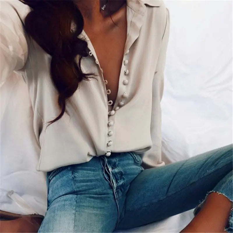 Solid Women's Shirt - Office Fashion Spring Dress