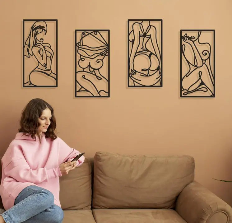 Black Iron Wall Art Silhouette Decor - Unique Design