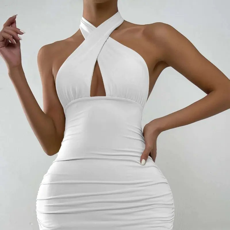 Women's Sexy Backless Halter Neck Dress for Parties