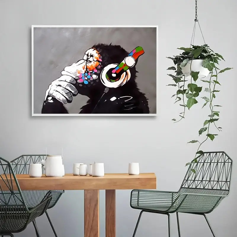 Funny Monkeys Bathroom Poster - Canvas Wall Art Decor