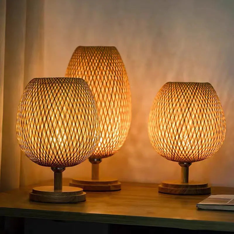 New Chinese Style Wooden Bedside Lamp for Home Decor