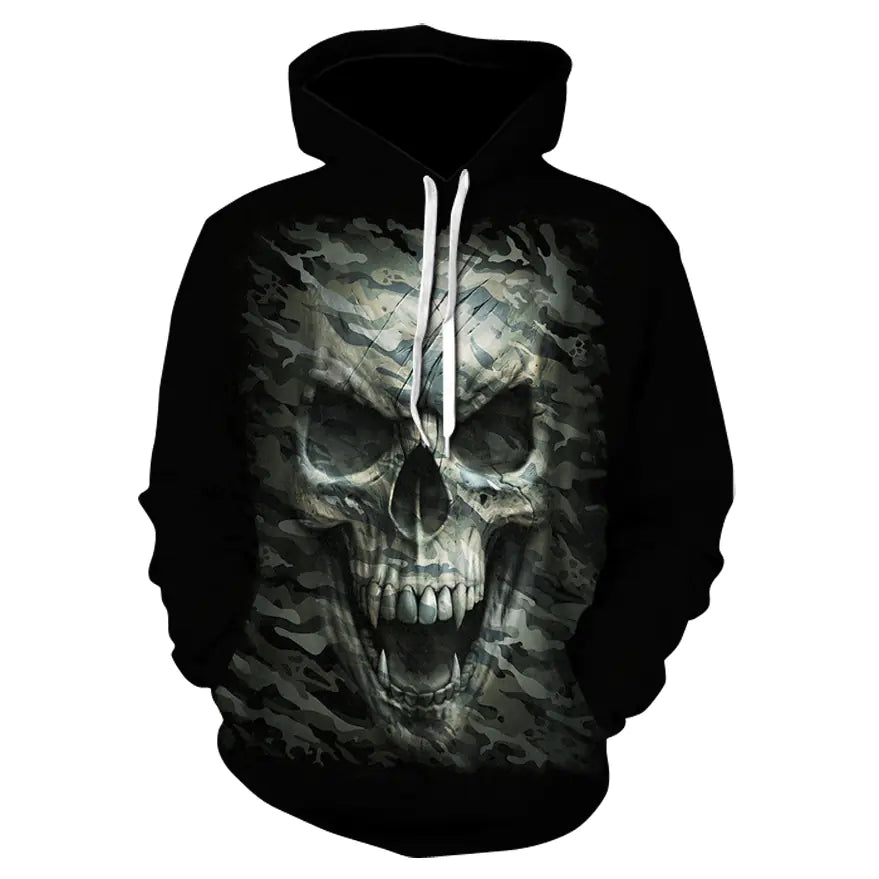 3D Digital Print Skeleton Men’s Loose Sweatshirt