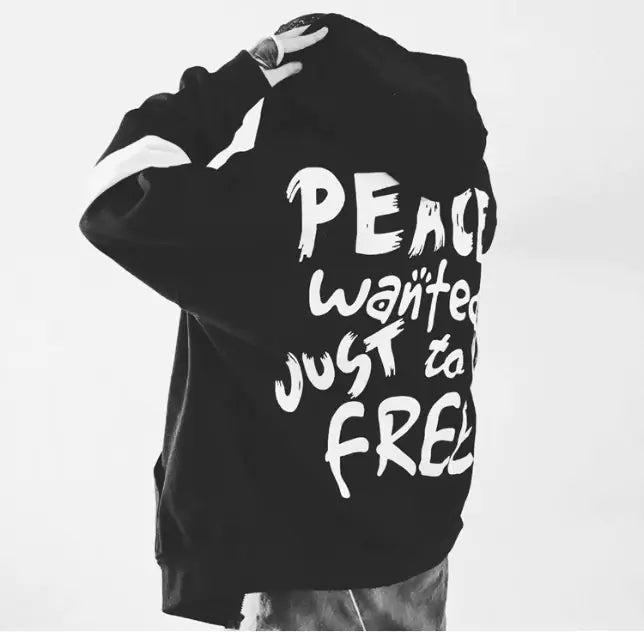 Hooded Sweatshirt with Letter Print and Long Sleeves