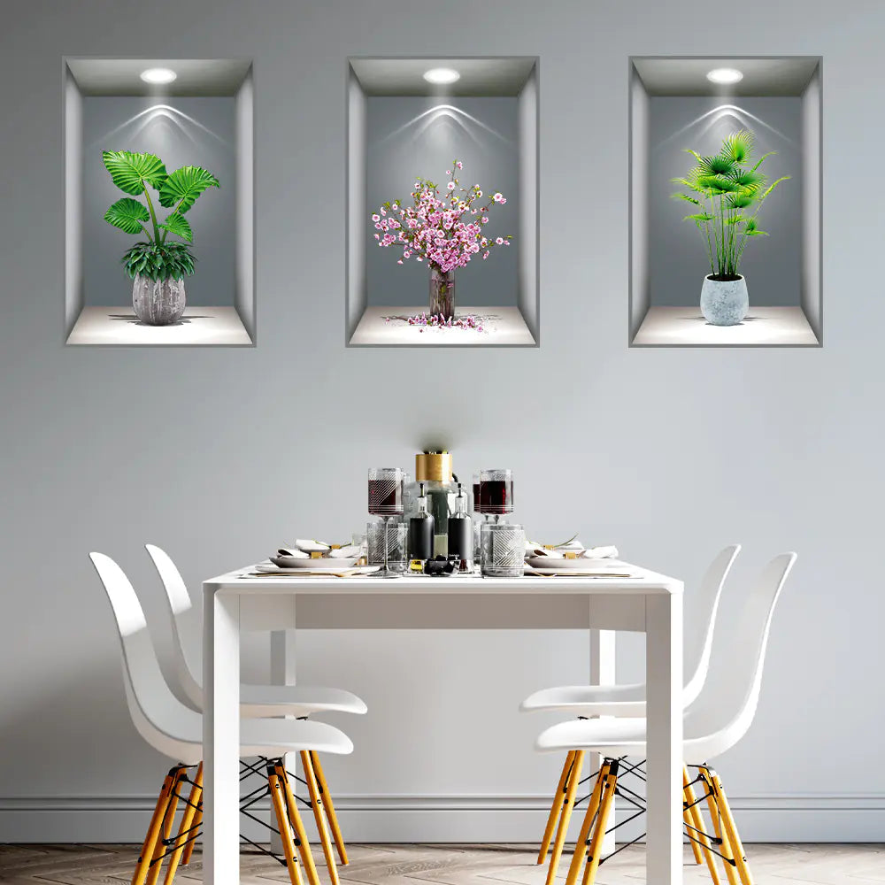 3D Effect Self-Adhesive Plant Wall Art Decor