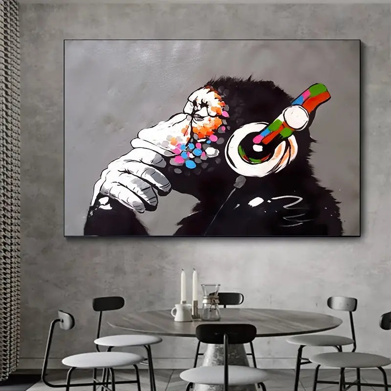 Funny Monkeys Bathroom Poster - Canvas Wall Art Decor