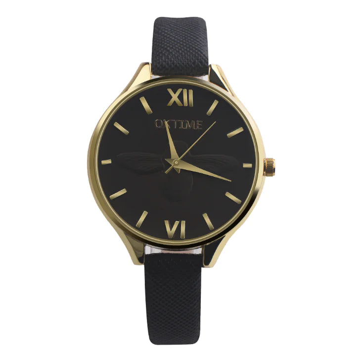 3D Bee Women's Watch with Leather Strap