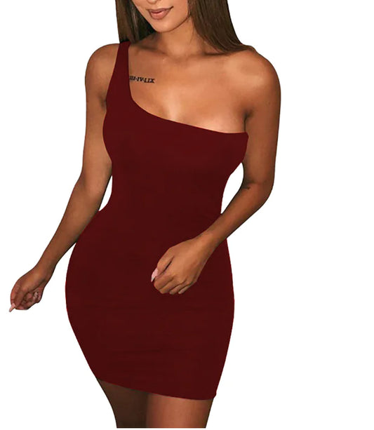 One-Shoulder Long Sleeve Dress