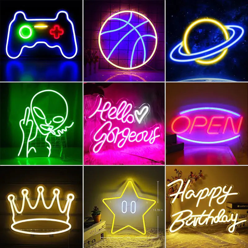 LED Transparent Backboard Neon Light Wall Decor
