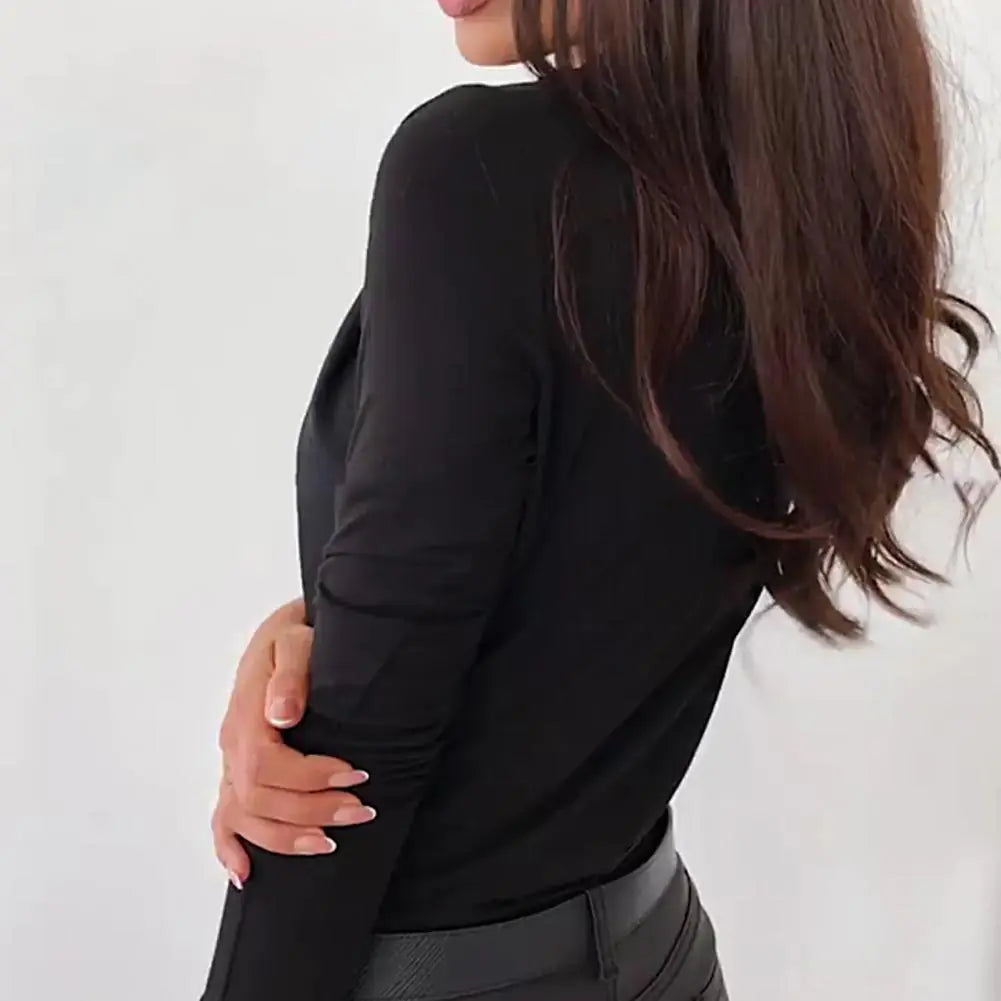 V Neck Slim Long Sleeve Women's Blouse for Office & Parties