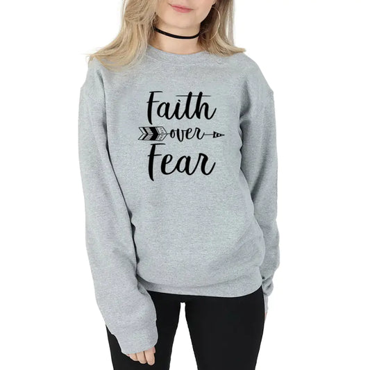 "Faith Over Fear Loose Cotton Graphic T-Shirt"