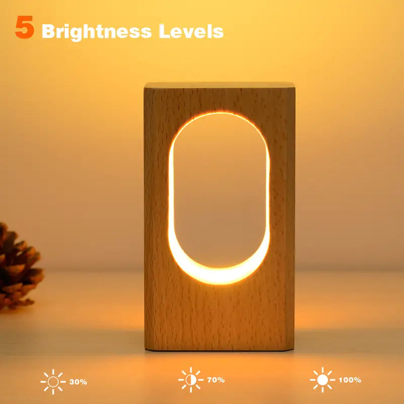 LED Wood Desk Lamp - Dimmable Night Light Decor