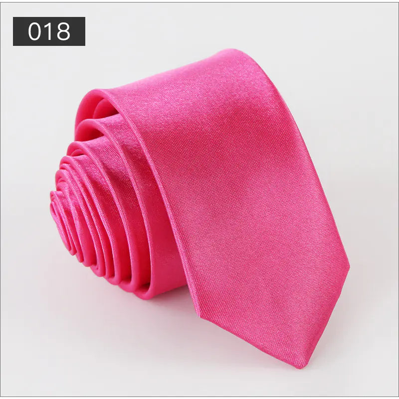 Solid Color Narrow Shiny Tie for Men - Wholesale Stock