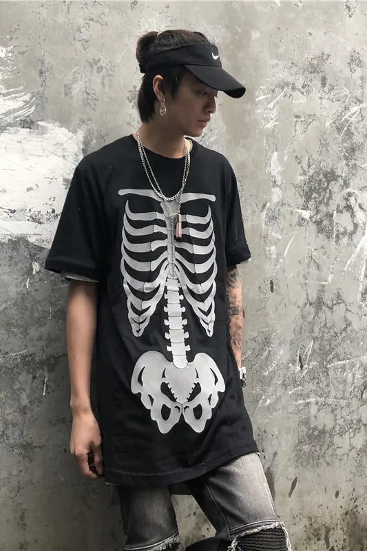 3M Reflective Skeleton Graphic Loose T-Shirt