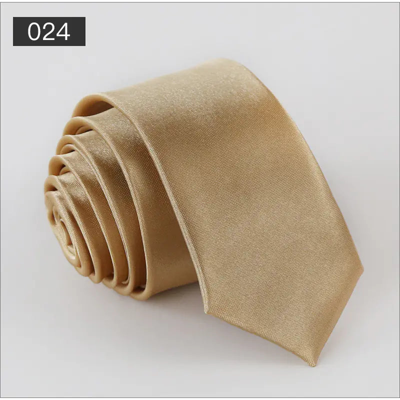 Solid Color Narrow Shiny Tie for Men - Wholesale Stock