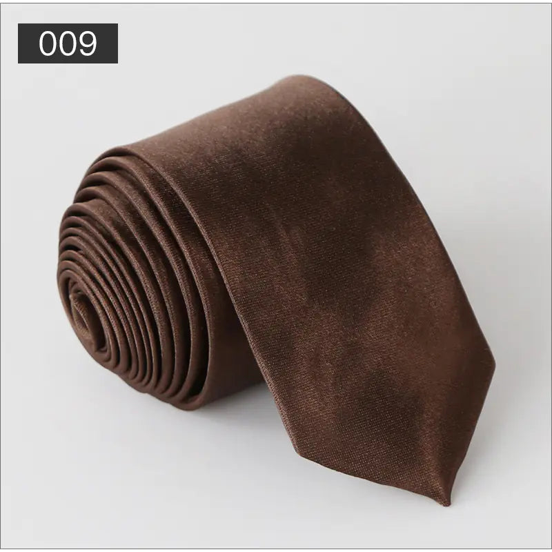 Solid Color Narrow Shiny Tie for Men - Wholesale Stock