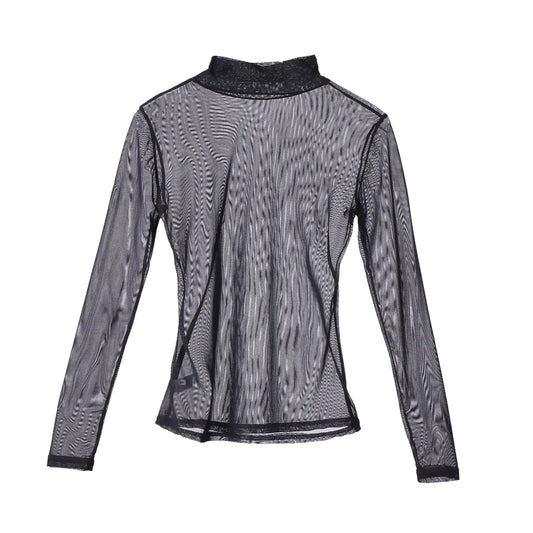 Sexy Long Sleeve Sheer Turtleneck Top for Women