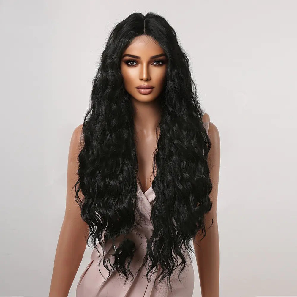 Long Curly Middle Part Silk Wig for Women