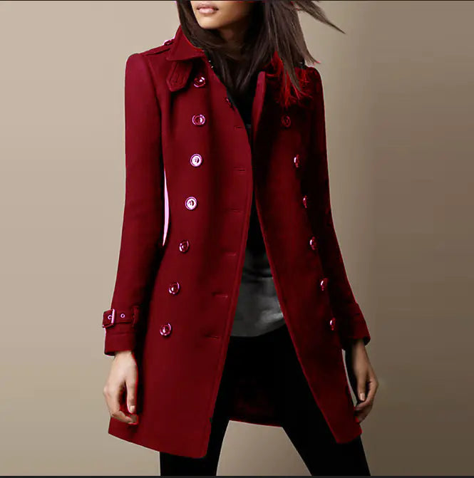 Ladies Wool Trench Coat - Spring Long Jacket