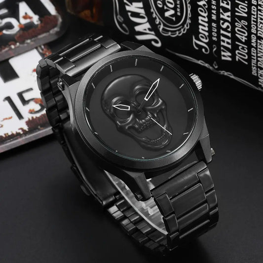 Men's Quartz Skeleton Watch with Steel Band