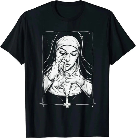 Vintage Devil Unholy Nun Graphic T-Shirt - Plus Size