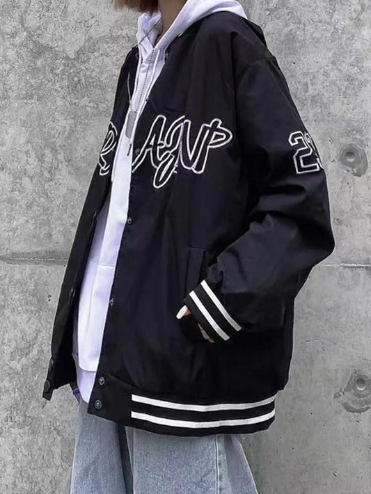 Stylish Graphic Print Loose Thermal Jacket for Women