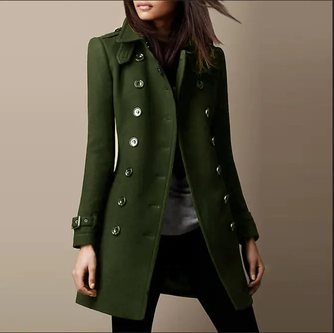 Ladies Wool Trench Coat - Spring Long Jacket