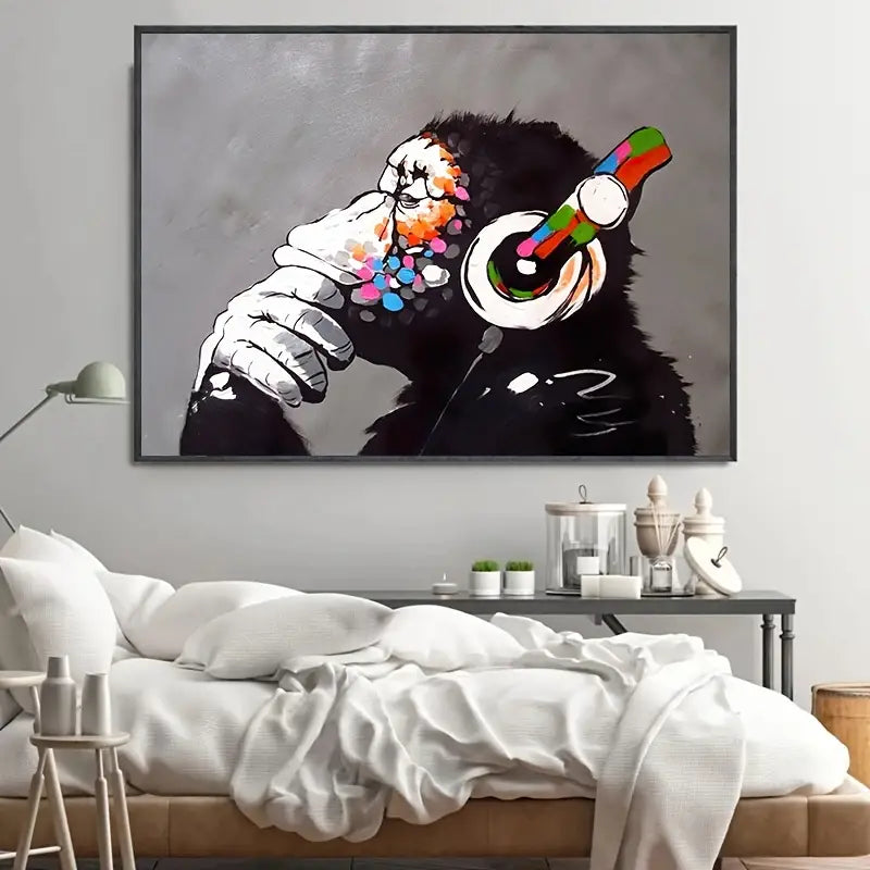 Funny Monkeys Bathroom Poster - Canvas Wall Art Decor