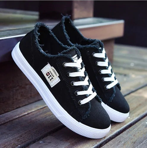 Stylish Women's White Canvas Sneakers for Fall