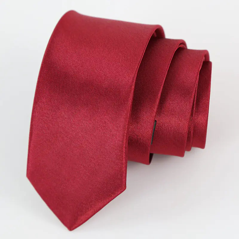 Solid Color Narrow Shiny Tie for Men - Wholesale Stock