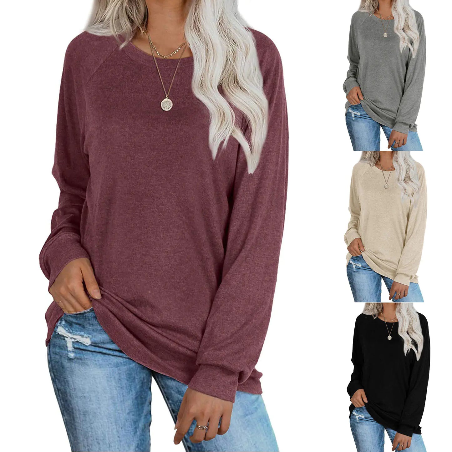 Spring Women's Long Sleeve Casual Loose T-Shirt Tops