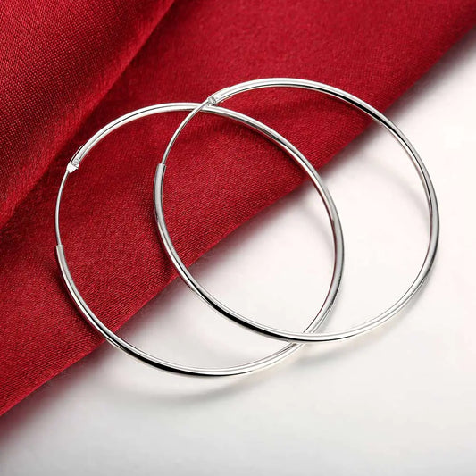 Fashionable Silver Plated Round Hoop Earrings