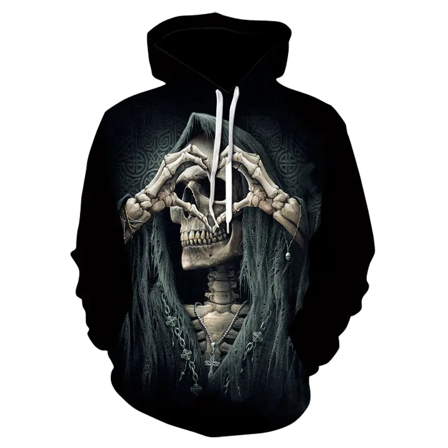3D Digital Print Skeleton Men’s Loose Sweatshirt