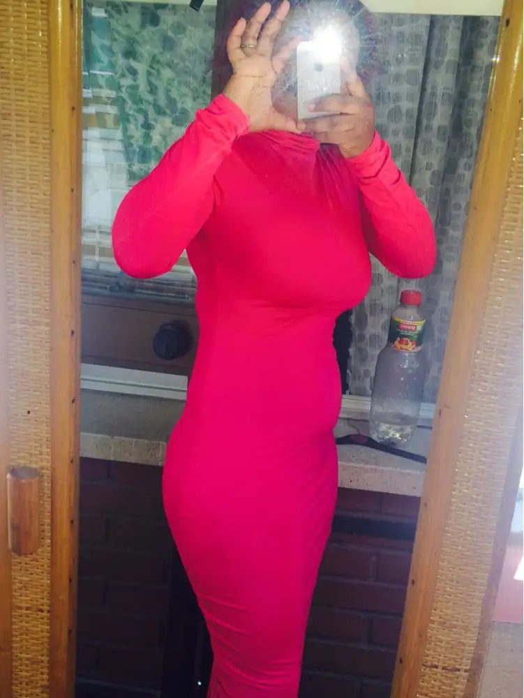 Long Sleeve Solid Color Dress